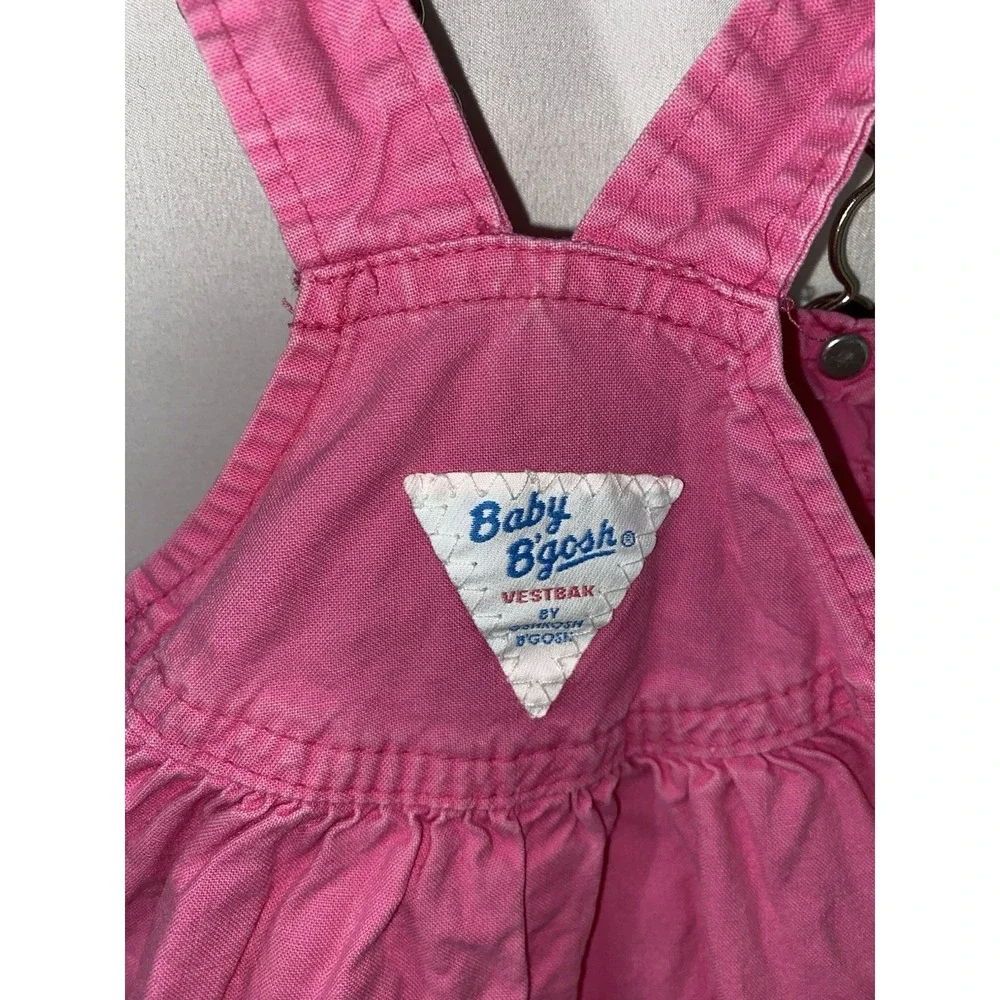 Vintage Baby BGosh OshKosh Pink Bib Shortalls Overalls Size 12 Months